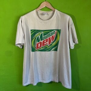 Mountain Dew Graphic T Shirt Vintage Retro 90s Mens XL Beige